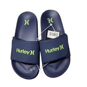 Hurley Kids Navy Slide Sandals Cushioned Slip On Sz 1 / #S8209
